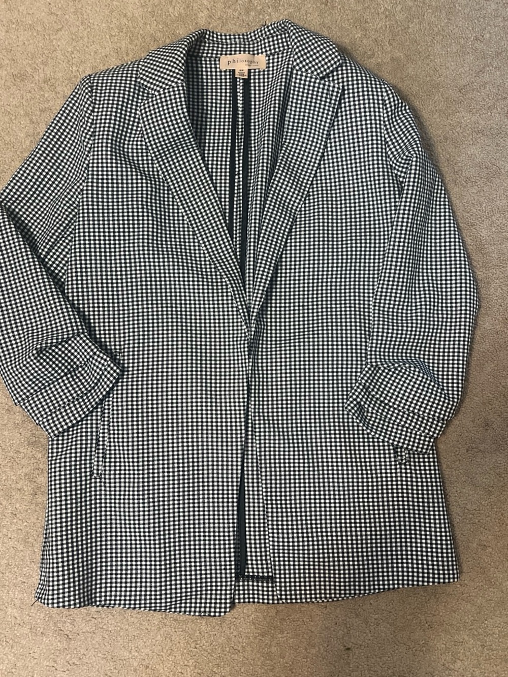 Philosophy Black and White Gingham Blazer